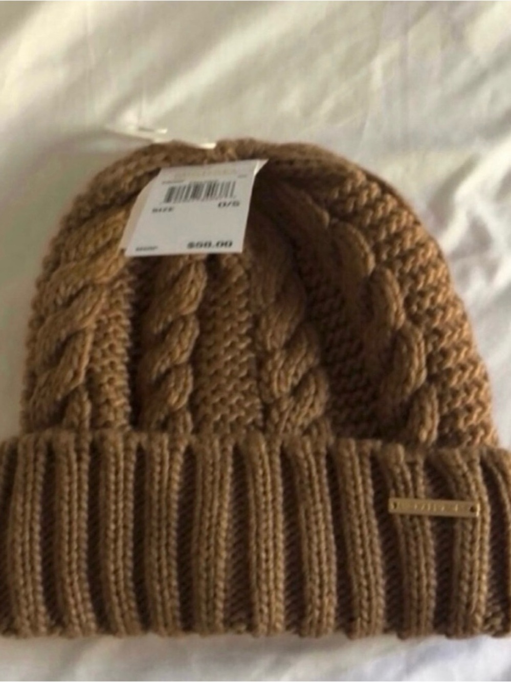 New Michael Michael Kors Hat Women’s Brown Cable Knit Lined Casual Beanie Hat